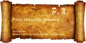 Petrikovich Nándor névjegykártya