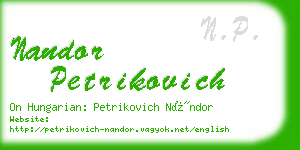 nandor petrikovich business card